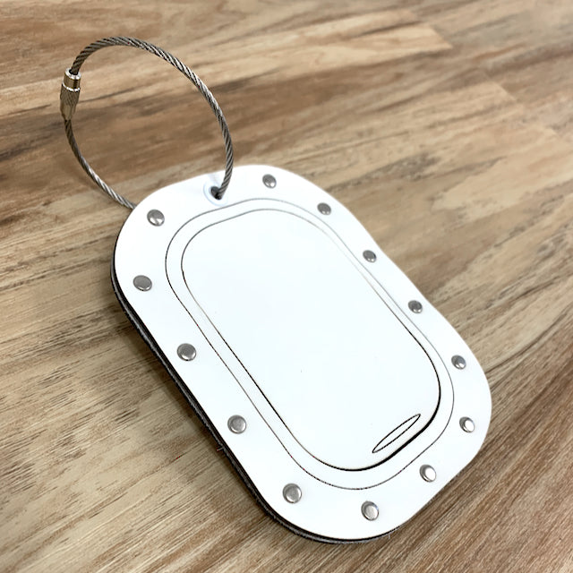 Airplane Window Luggage Tag in White Leather