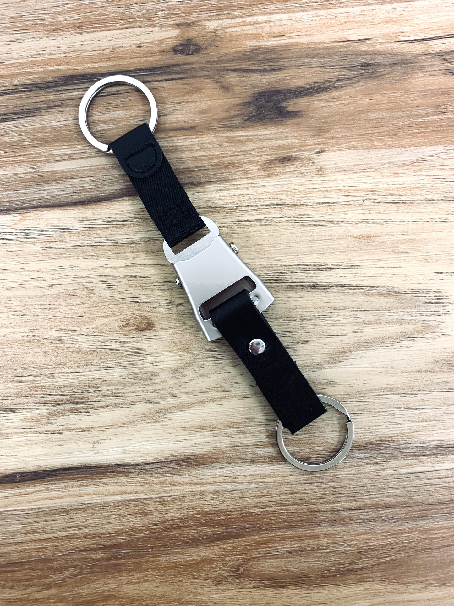 Mini Seat Belt Keychain - 3 in 1 Breakaway with Engraving on Leather